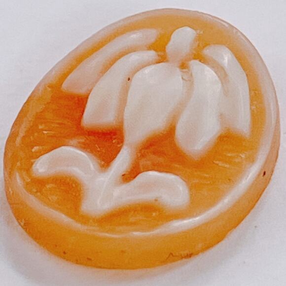 VTG Mid Century Shell Cameo Cabochon Hand Carved Floral Jewelry Making Component - Picture 4 of 9